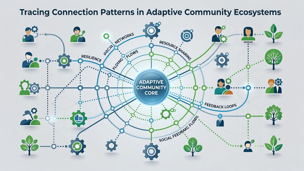 Screenshot of analytics dashboard displaying connection pattern metrics and adaptive community growth trends over time
